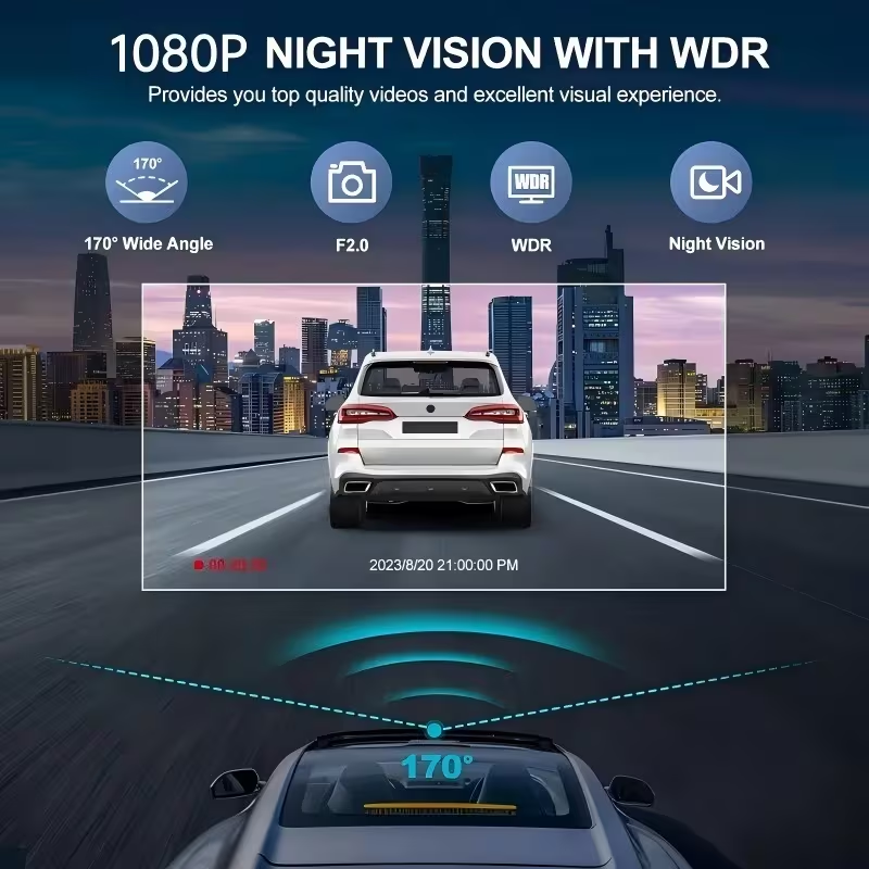 2/3-Channel HD Dashcam, 1080p  - Panoramic Dash Cam 360 评论和价格