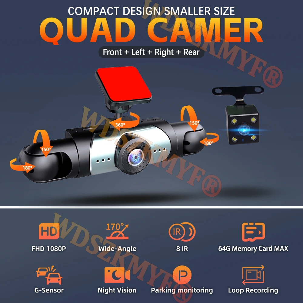 NEW 360° Car Camera 1080P Dash - Panoramic Dash Cam 360 评论和价格