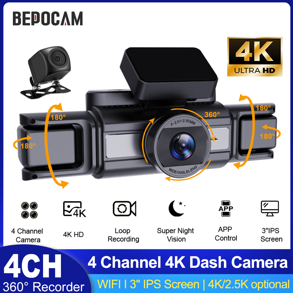 BEPOCAM 4CH 4K Dash Camera for - Panoramic Dash Cam 360 评论和价格