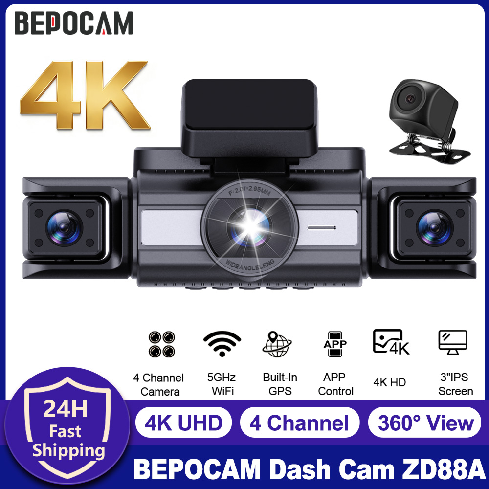 BEPOCAM 4 Channel Dash Cam 4K  - Panoramic Dash Cam 360 评论和价格