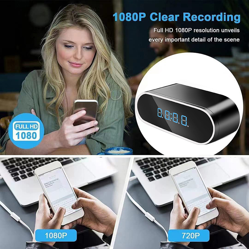 Full HD 1080P Alarm Clock Mini - Compact Camera Mirrorless 评论和价格