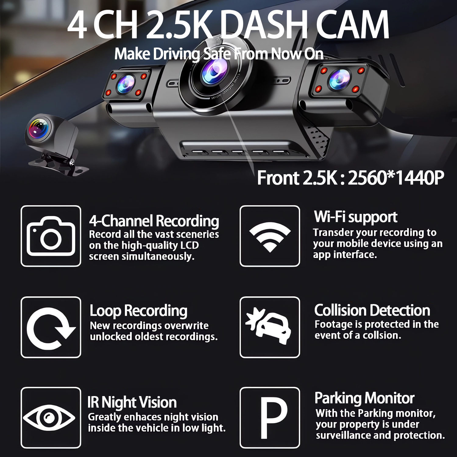 360 Degree 4 Cameras Dash Cam  - Panoramic Dash Cam 360 评论和价格