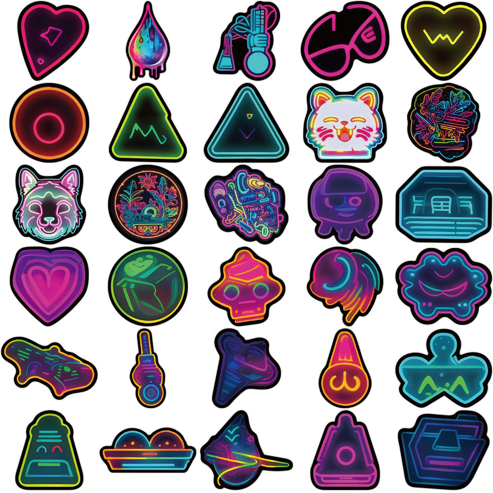 60-Piece Neon Style Stickers - - Electronics Gadgets Store 评论和价格