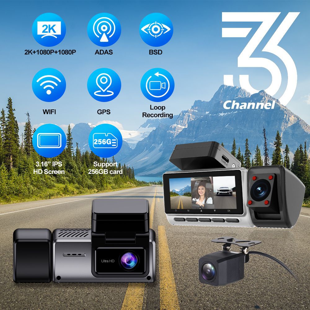 New Cross-border Triple-record - Panoramic Dash Cam 360 评论和价格